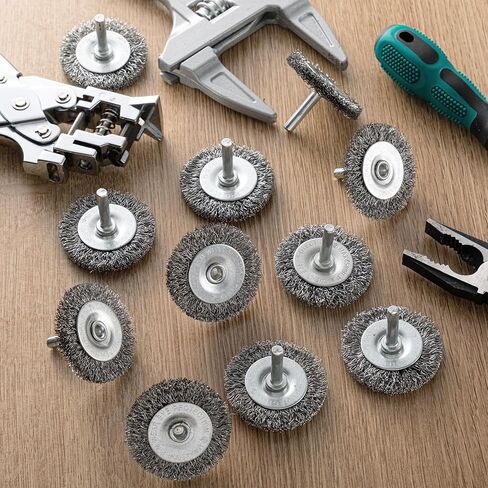 Moxweyeni 20pcs 3 بوصة فرش سلك الفولاذ المقاوم للصدأ من الفولاذ المقاوم للصدأ فرش لقطات الحفر مع 1/4 بوصة ساق ، 0.0118 "سلك الفولاذ الكربوني ، لتشغيل الطاقة التي تعمل بالطاقة in Kuwait