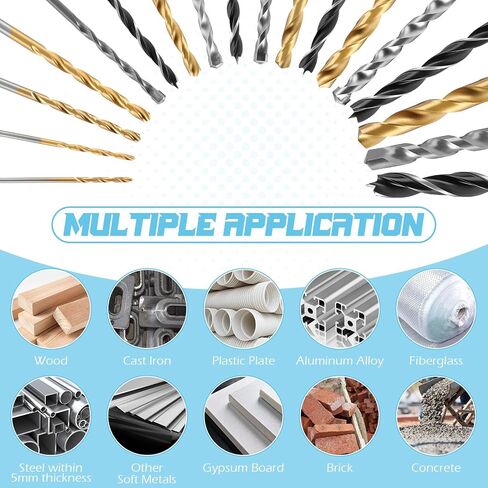 مجموعة 150 جهاز كمبيوتر مثبت ، 8 أحجام 1/16 ''-3/8 '' HSS Titanium ، Masonry و Brad Micro Drill Bits ، مجموعة البت الفولاذية متعددة Sae Twist for Wood Metal Plastic Masonry مع صندوق مفهرس التخزين الصلب in Saudi Arabia