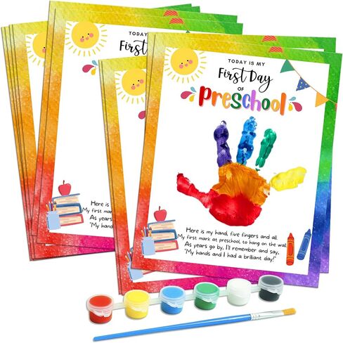 مخصصات ما قبل المدرسة الحرف 10 PCS DIY Handprint في اليوم الأول من مجموعة المدرسة ، والبطاقات ، والبطاقات مع الطلاء ، والمرح إلى الحرف المدار in Kuwait