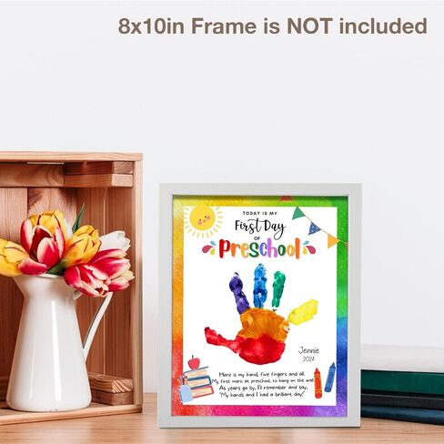 مخصصات ما قبل المدرسة الحرف 10 PCS DIY Handprint في اليوم الأول من مجموعة المدرسة ، والبطاقات ، والبطاقات مع الطلاء ، والمرح إلى الحرف المدار in Kuwait