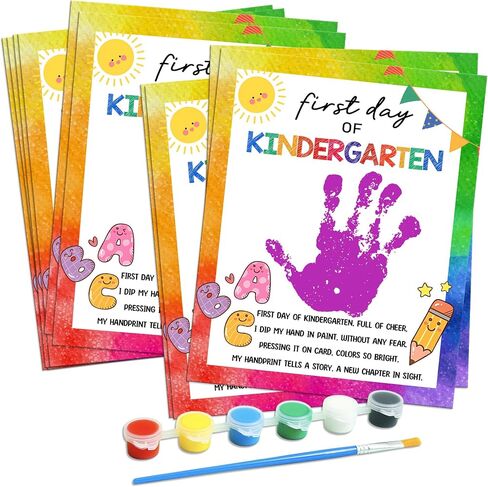 مخصصات ما قبل المدرسة الحرف 10 PCS DIY Handprint في اليوم الأول من مجموعة المدرسة ، والبطاقات ، والبطاقات مع الطلاء ، والمرح إلى الحرف المدار in Kuwait