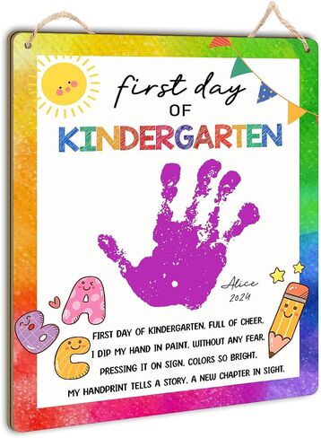 مخصصات ما قبل المدرسة الحرف 10 PCS DIY Handprint في اليوم الأول من مجموعة المدرسة ، والبطاقات ، والبطاقات مع الطلاء ، والمرح إلى الحرف المدار in Kuwait