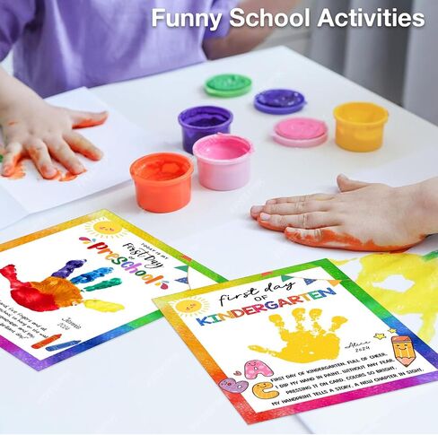 مخصصات ما قبل المدرسة الحرف 10 PCS DIY Handprint في اليوم الأول من مجموعة المدرسة ، والبطاقات ، والبطاقات مع الطلاء ، والمرح إلى الحرف المدار in Kuwait