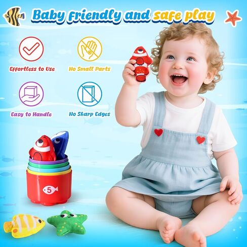 LovesTown Montessori Toys for Toddlers, Toddler Fishing Games with Stacking Cups Different Fish Color Sorting Toys Gifts for Boys Family Entertainment Education Shape Learning in Saudi Arabia
