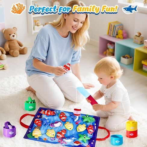 LovesTown Montessori Toys for Toddlers, Toddler Fishing Games with Stacking Cups Different Fish Color Sorting Toys Gifts for Boys Family Entertainment Education Shape Learning in Saudi Arabia