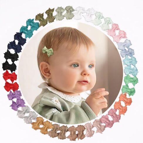 Ded Mini Bow Snap Clips for Baby Girls ، شريط Grosgrain 1.5 بوصة ، 40 قطعة ، إكسسوارات شعر ناعم in Saudi Arabia
