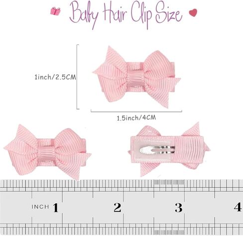 Ded Mini Bow Snap Clips for Baby Girls ، شريط Grosgrain 1.5 بوصة ، 40 قطعة ، إكسسوارات شعر ناعم in Saudi Arabia