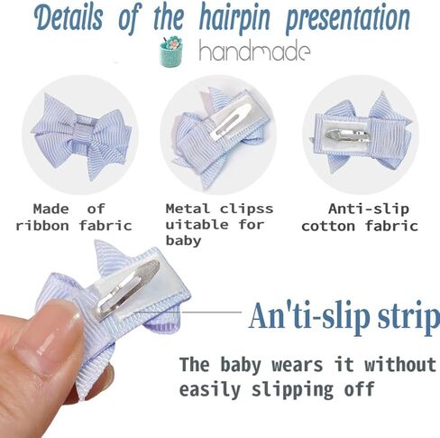 Ded Mini Bow Snap Clips for Baby Girls ، شريط Grosgrain 1.5 بوصة ، 40 قطعة ، إكسسوارات شعر ناعم in Saudi Arabia
