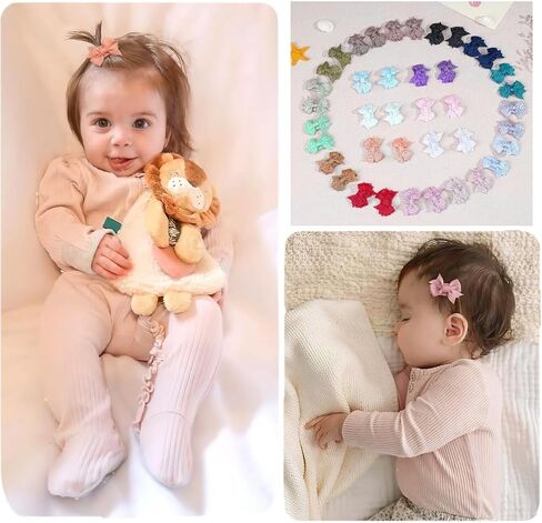 Ded Mini Bow Snap Clips for Baby Girls ، شريط Grosgrain 1.5 بوصة ، 40 قطعة ، إكسسوارات شعر ناعم in Saudi Arabia