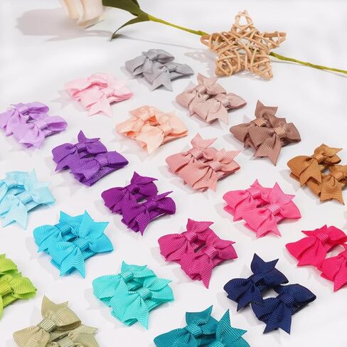 Ded Mini Bow Snap Clips for Baby Girls ، شريط Grosgrain 1.5 بوصة ، 40 قطعة ، إكسسوارات شعر ناعم in Saudi Arabia