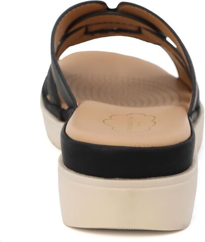 YOKI TUNSA-14 Wedge Sandals For Women With Comfort Footbed – Slip On Wedge Slides, Open Toe Shoes, Summer Dress Shoes, Casual Leather Sandals in Saudi Arabia
