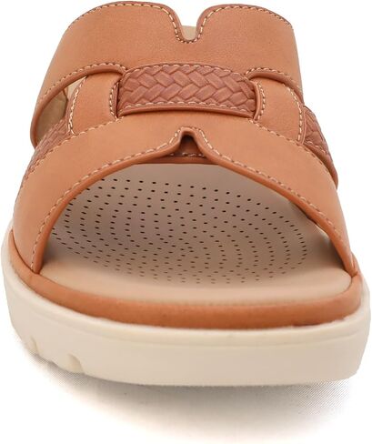 YOKI TUNSA-14 Wedge Sandals For Women With Comfort Footbed – Slip On Wedge Slides, Open Toe Shoes, Summer Dress Shoes, Casual Leather Sandals in Saudi Arabia