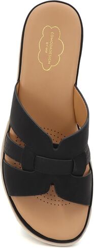 YOKI TUNSA-14 Wedge Sandals For Women With Comfort Footbed – Slip On Wedge Slides, Open Toe Shoes, Summer Dress Shoes, Casual Leather Sandals in Saudi Arabia