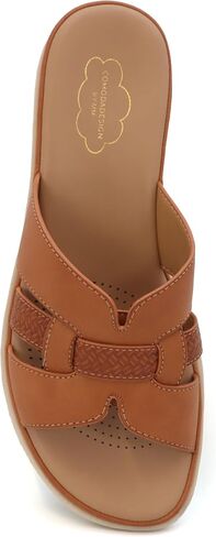 YOKI TUNSA-14 Wedge Sandals For Women With Comfort Footbed – Slip On Wedge Slides, Open Toe Shoes, Summer Dress Shoes, Casual Leather Sandals in Saudi Arabia