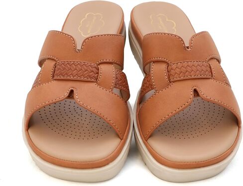 YOKI TUNSA-14 Wedge Sandals For Women With Comfort Footbed – Slip On Wedge Slides, Open Toe Shoes, Summer Dress Shoes, Casual Leather Sandals in Saudi Arabia