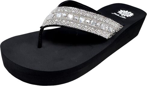 صندوق الصفراء الصفراء Callie Wdge Sandal ، إصبع القدم الدائري ، كعب 1.75 بوصة ، منصة 1 بوصة ، فليب مريح in Kuwait