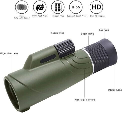 مناظير محمولة عالية الطاقة 10-20x50 ، تكبير وحيد مضغوط مع عدسة PAK4 PRISM للبالغين يراقب الطيور المعالم السياحية in Saudi Arabia
