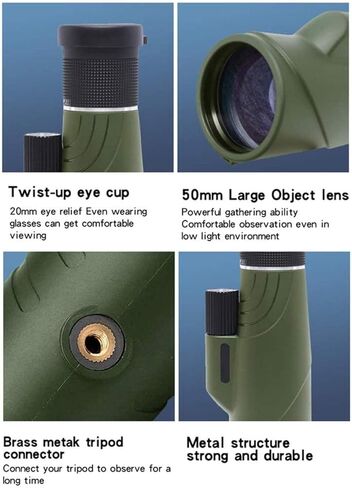 مناظير محمولة عالية الطاقة 10-20x50 ، تكبير وحيد مضغوط مع عدسة PAK4 PRISM للبالغين يراقب الطيور المعالم السياحية in Saudi Arabia