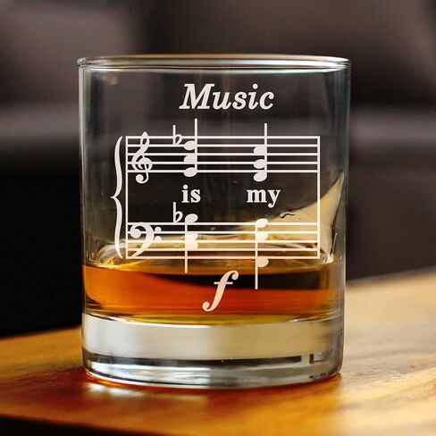 Music Is My Forte - زجاج ويسكي روكس - هدايا موسيقية مضحكة وإكسسوارات موسيقية - نظارات بوزن 10.25 أونصة in Kuwait