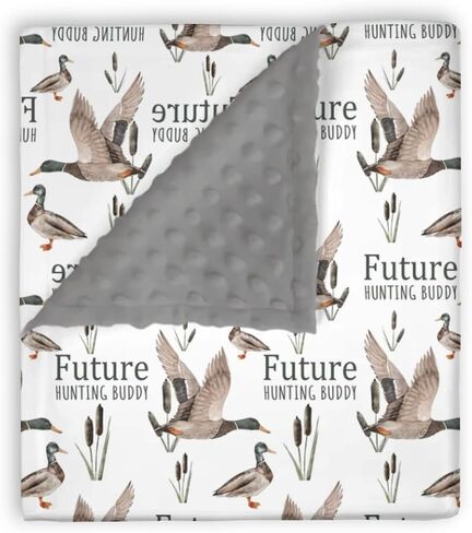 Mink Baby Blanket for Boys Mallard Duck Hunter, Future Hunting Buddy Soft Lightweight Double Layer Dotted Backing Receiving Blankets, Newborn Infant Toddler Nursery Crib Bedding 30 x 40 in Kuwait