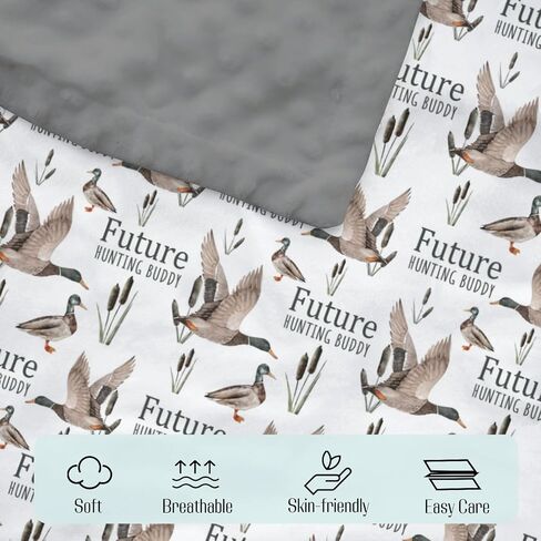 Mink Baby Blanket for Boys Mallard Duck Hunter, Future Hunting Buddy Soft Lightweight Double Layer Dotted Backing Receiving Blankets, Newborn Infant Toddler Nursery Crib Bedding 30 x 40 in Kuwait
