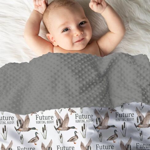Mink Baby Blanket for Boys Mallard Duck Hunter, Future Hunting Buddy Soft Lightweight Double Layer Dotted Backing Receiving Blankets, Newborn Infant Toddler Nursery Crib Bedding 30 x 40 in Kuwait