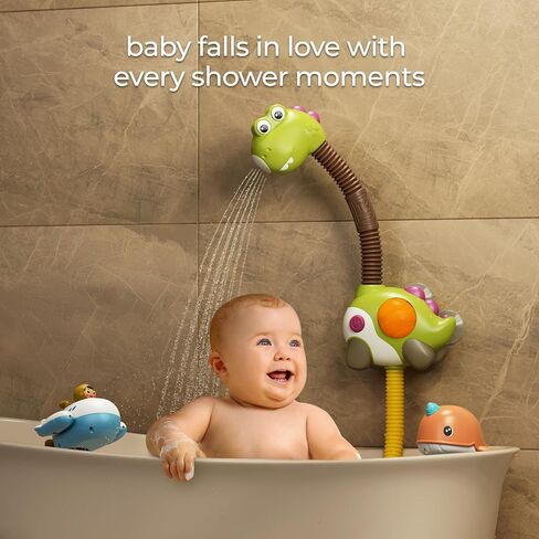 Tumama Baby Bath Toy ، ألعاب حوض الاستحمام مع رأس دش ديناصور ، ألعاب الرياح ، صنبور دش بخشها ومضخة المياه الأساسية للأطفال الصيفيين للأطفال in Kuwait