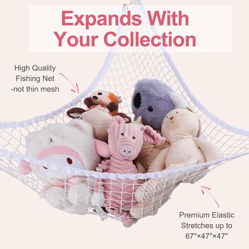 Stuffed Animal Storage, 1 Pack of Corner Hanging Organizer, Toy Storage, Stuffed Animal Storage(White) in Saudi Arabia