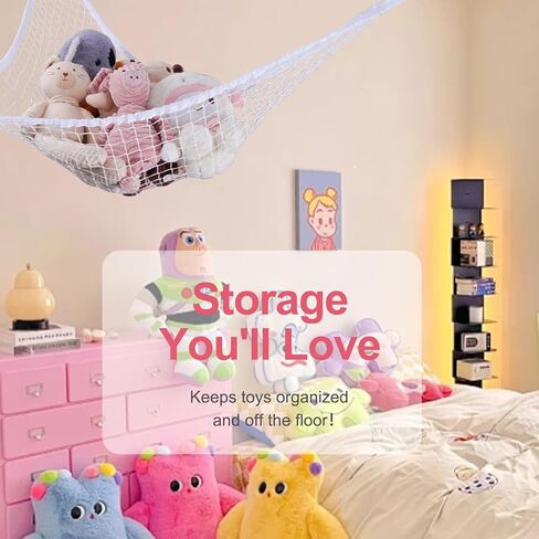 Stuffed Animal Storage, 1 Pack of Corner Hanging Organizer, Toy Storage, Stuffed Animal Storage(White) in Saudi Arabia