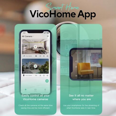 Camera Camera Security Camera Camera Iddoor-360 درجة ، كاميرا واي فاي ، تتبع الحركة الذكية ، الصوت في اتجاهين ، رؤية ليلية ، اكتشاف منظمة العفو الدولية ، مكالمة واحدة للهاتف ، مراقب الأطفال ، كاميرا الحيوانات الأليفة ، Alexa & Google in Kuwait