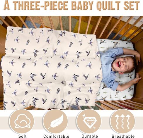 3 قطع Mallard Duck Nursery Crib Fledding for Girls Mallard Duck Baby Size Size Size Bedding With Comporter Mitted Sheet Crib Skirt in Saudi Arabia