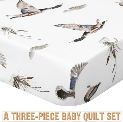 3 قطع Mallard Duck Nursery Crib Fledding for Girls Mallard Duck Baby Size Size Size Bedding With Comporter Mitted Sheet Crib Skirt in Saudi Arabia