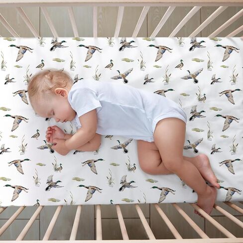 3 قطع Mallard Duck Nursery Crib Fledding for Girls Mallard Duck Baby Size Size Size Bedding With Comporter Mitted Sheet Crib Skirt in Saudi Arabia