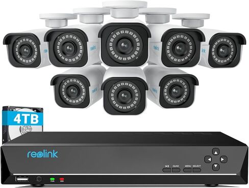 REOLINK 4K Security Camera System,8pcs Person/Vehicle Detection IP Cameras, 16CH NVR with 4TB HDD, RLK16-800B8 PoE Kit Bundle with 4X RLC-820A in Saudi Arabia