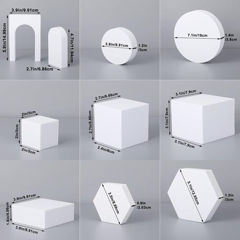 10 PCS مجموعة الدعائم Props Protgual Cube Cube ، الدعائم الخلفية للتصوير الفوتوغرافي الصلب لتصوير صور المنتج ، أبيض in Saudi Arabia