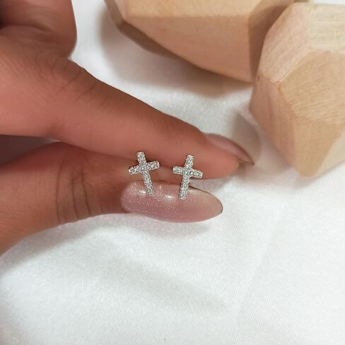 Gold Cross Stud Earrings - Designer Handmade Small Christian Post Earrings in Kuwait