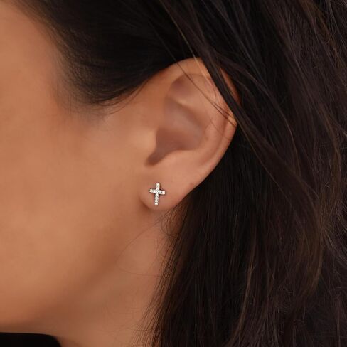 Gold Cross Stud Earrings - Designer Handmade Small Christian Post Earrings in Kuwait