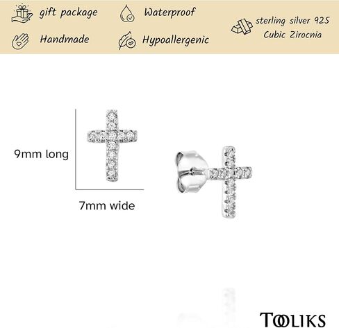 Gold Cross Stud Earrings - Designer Handmade Small Christian Post Earrings in Kuwait