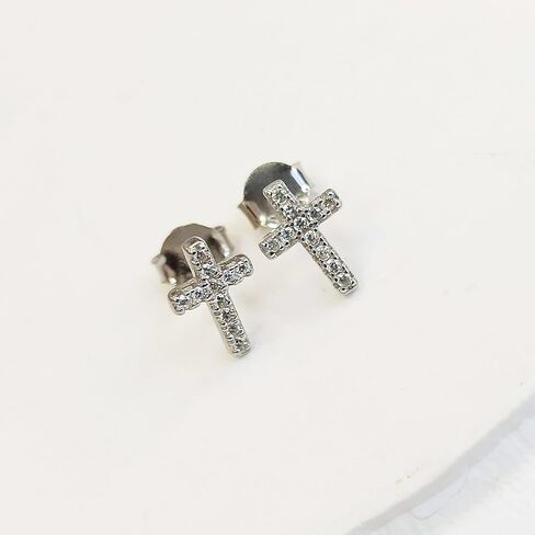 Gold Cross Stud Earrings - Designer Handmade Small Christian Post Earrings in Kuwait