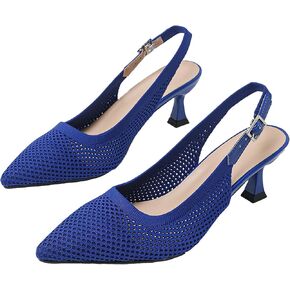 Slingback for Women's Closed Pointed Toe Kitten Heels with Ankle Strap Knitted Dress Pumps Shoes Work Wedding Everyday Parties 1.6 in Low Heels in Saudi Arabia