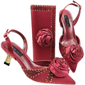 Women's Silver Handmade Flower Wedding Shoes and Bag Set – Elegant High Heel Sandals in Saudi Arabia