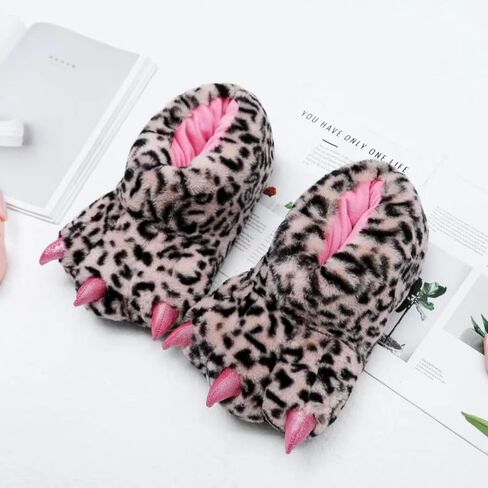 Animal Paw Slippers Bear Claw Slippers Cute Novelty Women Home Slippers Men Winter Fuzzy Paw Cotton Shoes in Saudi Arabia