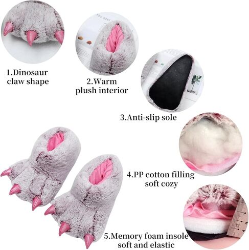 Animal Paw Slippers Bear Claw Slippers Cute Novelty Women Home Slippers Men Winter Fuzzy Paw Cotton Shoes in Saudi Arabia