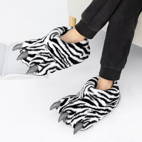 Animal Paw Slippers Bear Claw Slippers Cute Novelty Women Home Slippers Men Winter Fuzzy Paw Cotton Shoes in Saudi Arabia