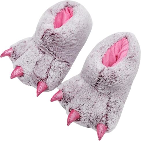 Animal Paw Slippers Bear Claw Slippers Cute Novelty Women Home Slippers Men Winter Fuzzy Paw Cotton Shoes in Saudi Arabia