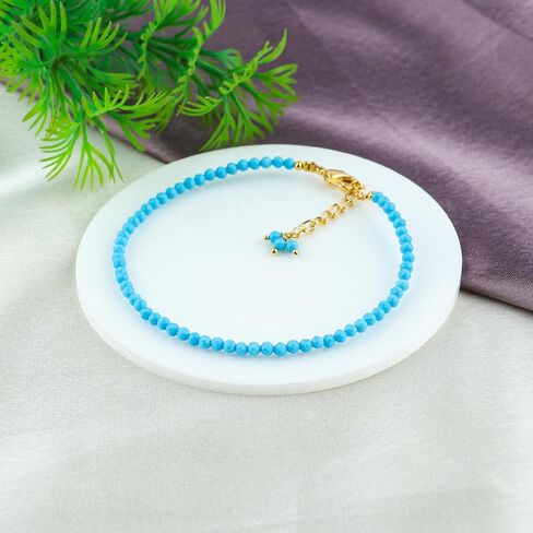 TGH Natural Clear Quartz Beads Bracelet Micro Faceted Gemstones Jewelry For Her, April Birthstone Energy Healing Crystals, Silver Plated Chain 8 inch in Saudi Arabia