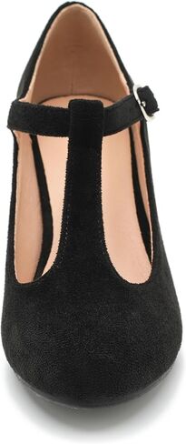 Women's T Strap Mary Jane Low Kitten Heel Pumps Closed Round Toe Retro Ankle Strap Buckle Comfortable Vintage Wedding Evening Party Dress Office Work Church Shoes in Kuwait