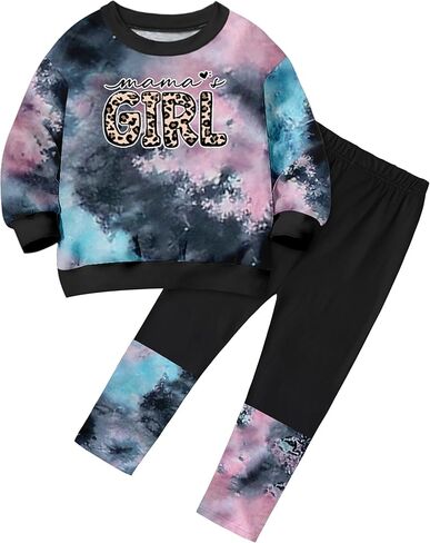 Baby Girl Clothes Tie Dye Letter Print Top Toddler Girl Clothes and Leggings Fall Winter Girls 2 Piece Outfits 12M-4Y in Saudi Arabia
