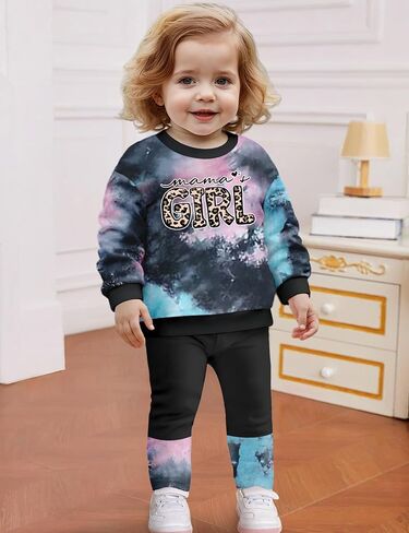 Baby Girl Clothes Tie Dye Letter Print Top Toddler Girl Clothes and Leggings Fall Winter Girls 2 Piece Outfits 12M-4Y in Saudi Arabia