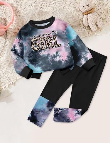 Baby Girl Clothes Tie Dye Letter Print Top Toddler Girl Clothes and Leggings Fall Winter Girls 2 Piece Outfits 12M-4Y in Saudi Arabia